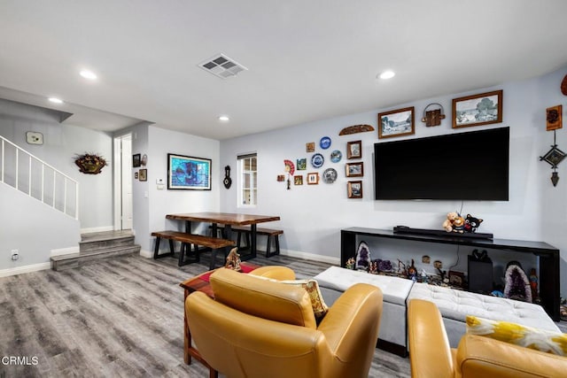 living room featuring hardwood / wood-style flooring