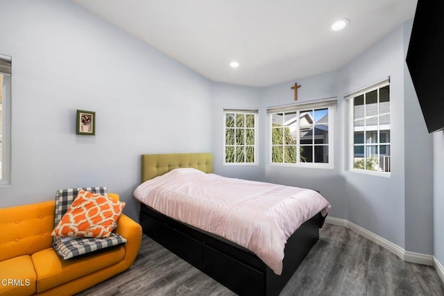 bedroom featuring dark hardwood / wood-style floors