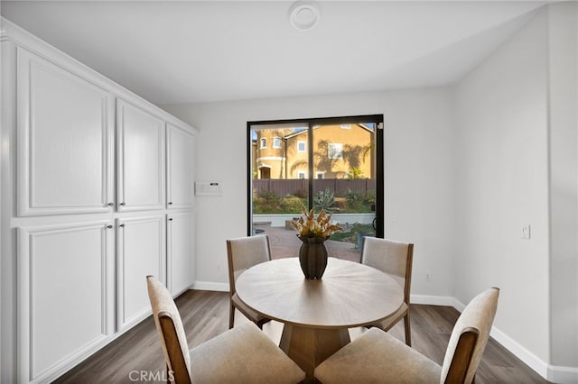 dining room with dark hardwood / wood-style floors