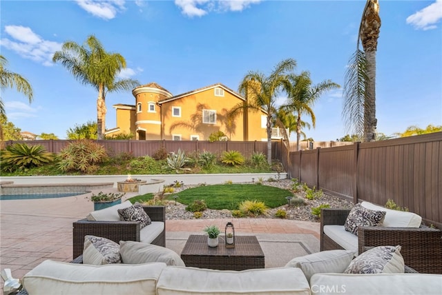 view of patio / terrace featuring an outdoor living space