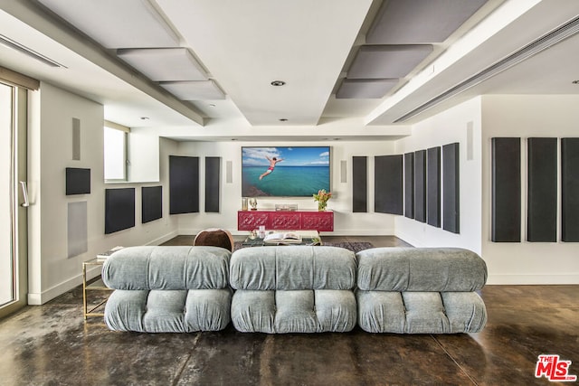 living room featuring concrete flooring