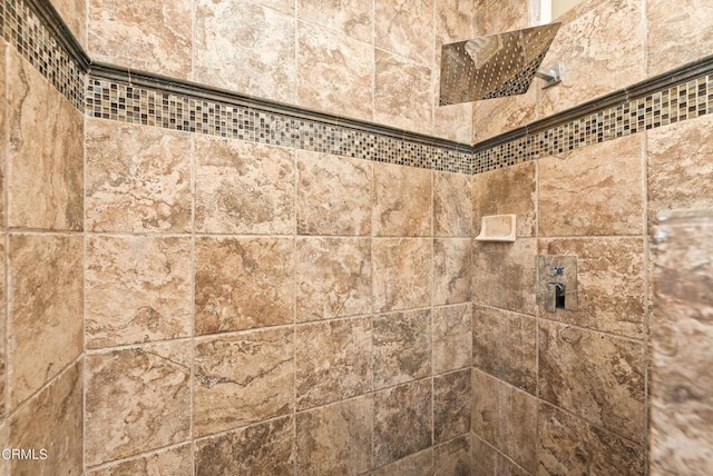 room details featuring a tile shower