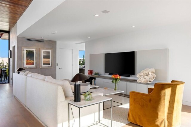 living room with light wood-type flooring