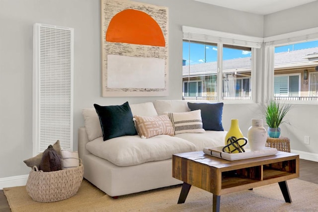 living room featuring hardwood / wood-style flooring and plenty of natural light