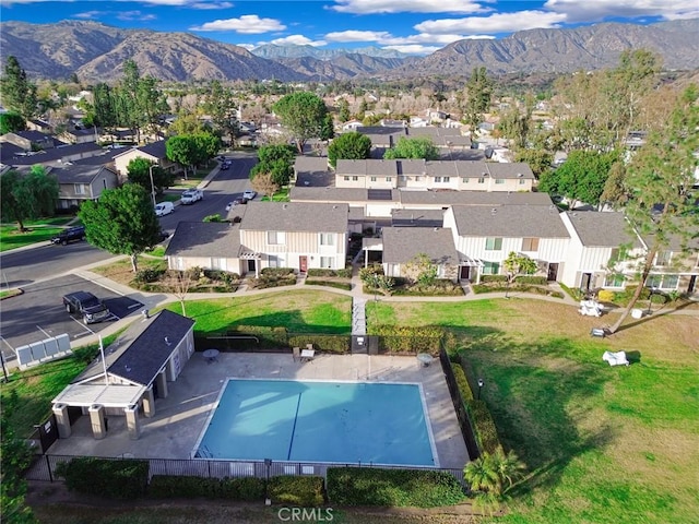 bird's eye view with a mountain view