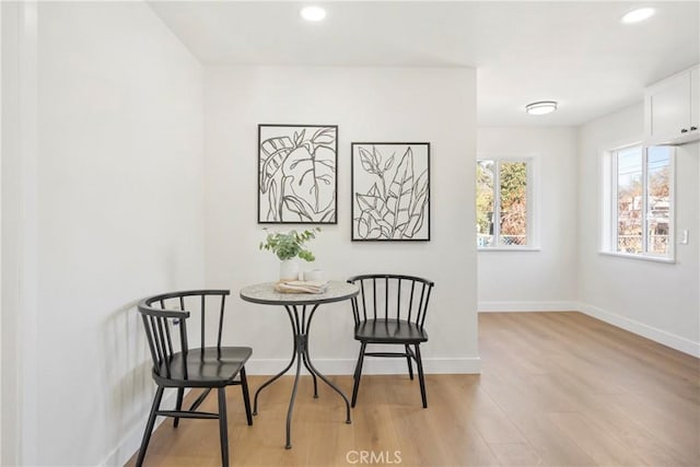 living area featuring light hardwood / wood-style floors