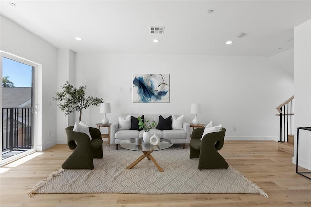 living room featuring light wood-type flooring