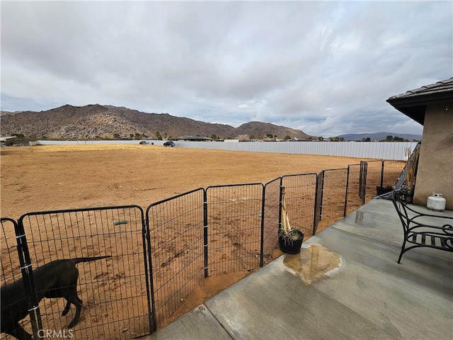 view of yard featuring a mountain view