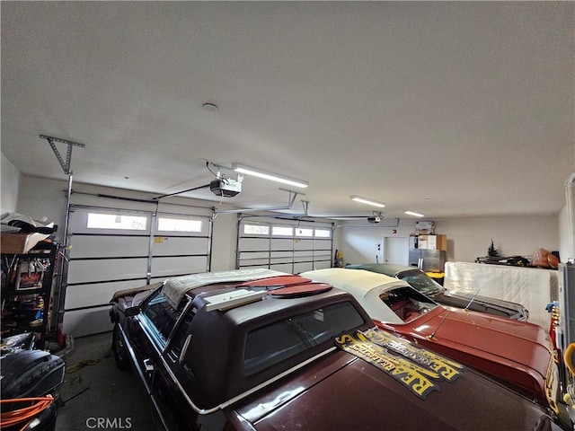 garage with a garage door opener