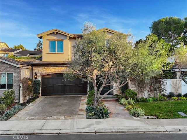 view of front of house with a garage