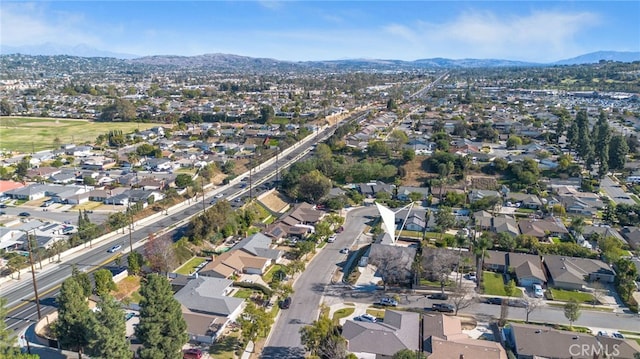 drone / aerial view with a mountain view