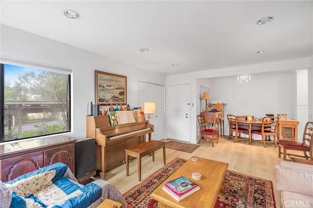 22848 Hilton Head Dr Unit 179, Diamond Bar, CA 91765 - living room featuring wood finished floors, recessed lighting, and a chandelier