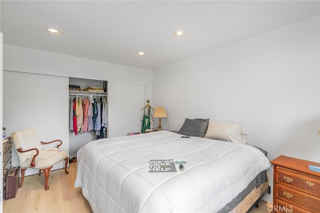 22848 Hilton Head Dr Unit 179, Diamond Bar, CA 91765 - bedroom with light wood-style floors, a closet, and recessed lighting