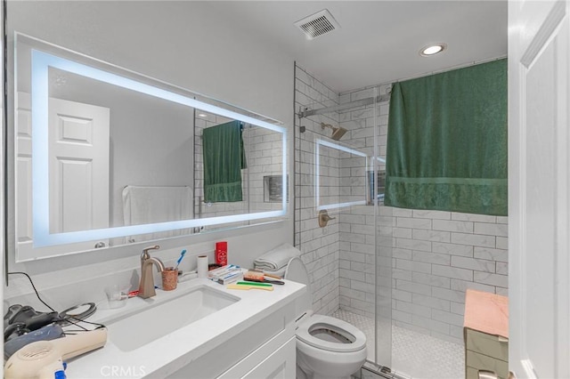22848 Hilton Head Dr Unit 179, Diamond Bar, CA 91765 - full bathroom featuring vanity, a stall shower, toilet, and recessed lighting