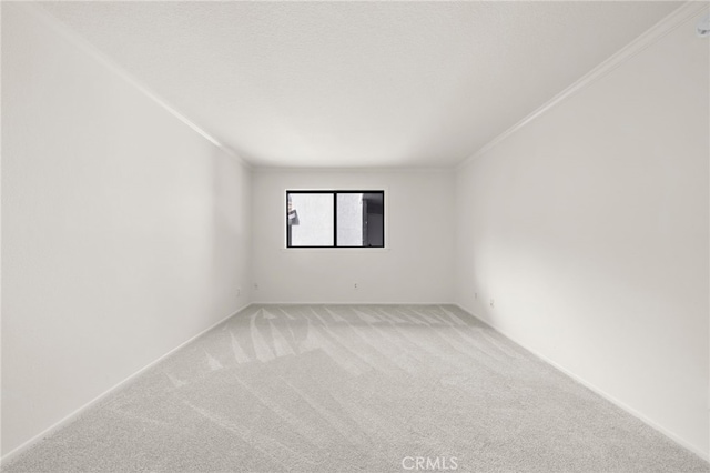 carpeted empty room featuring ornamental molding