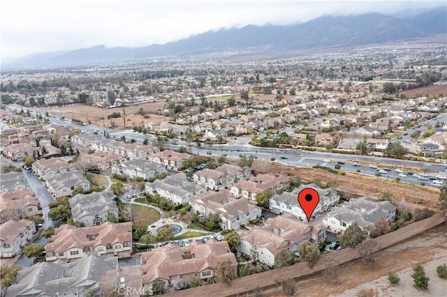 bird's eye view with a mountain view