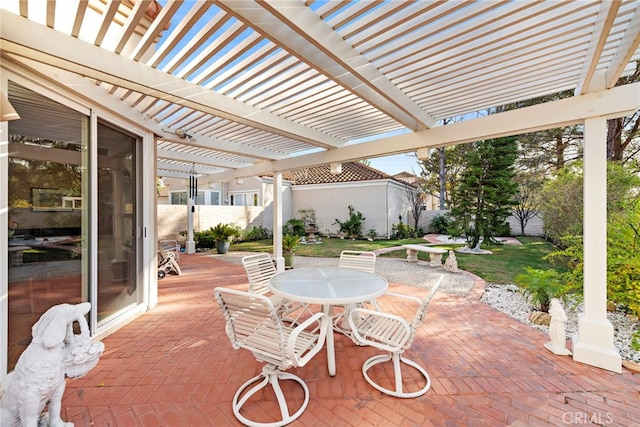 view of patio featuring a pergola