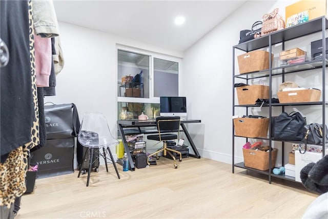 office area featuring light wood-type flooring