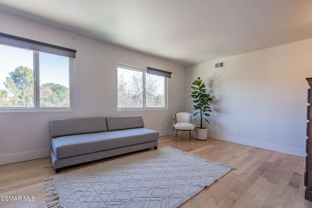 living area featuring light wood-type flooring