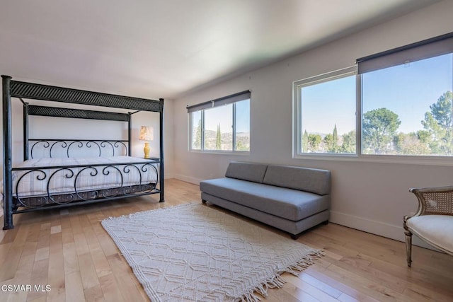 bedroom with light hardwood / wood-style floors