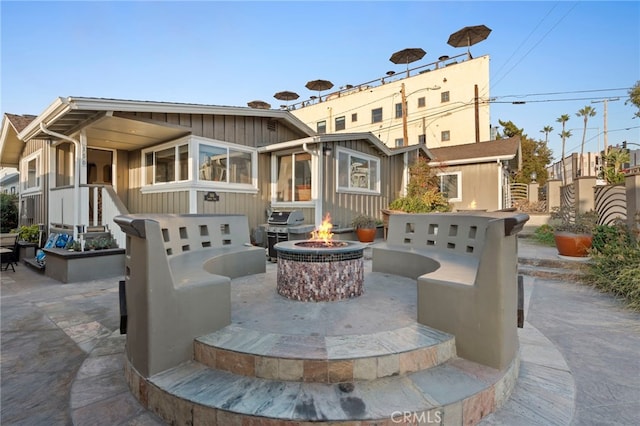 150 Cress St, Laguna Beach, CA 92651 - view of patio featuring a grill and a fire pit