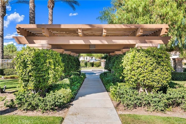 view of community featuring a pergola