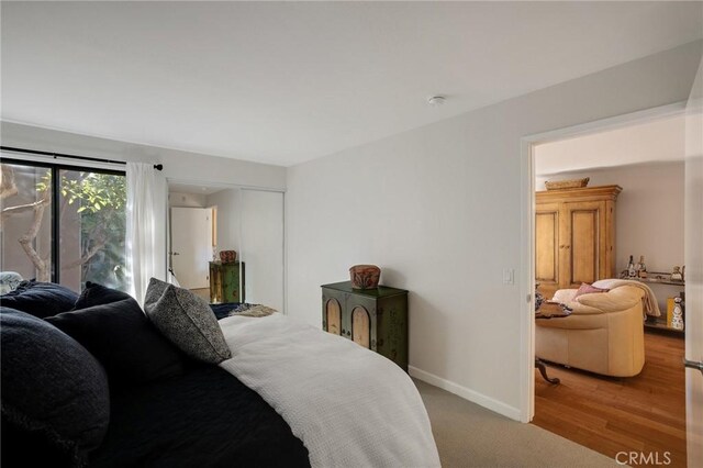 bedroom with a closet and baseboards