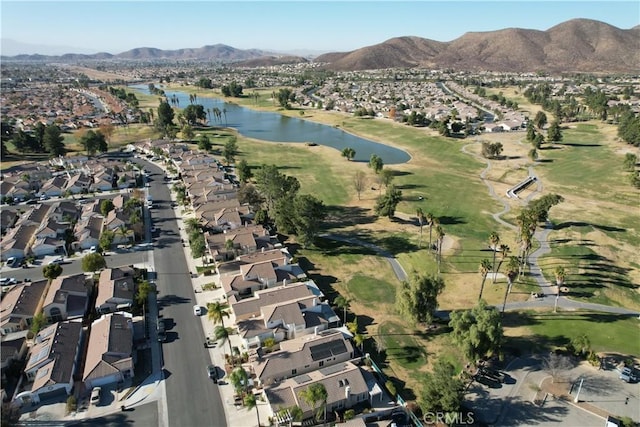 aerial view with a water and mountain view