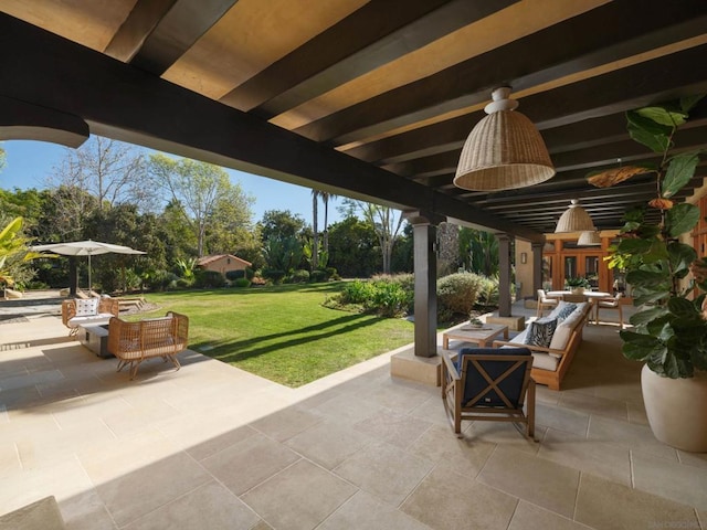 view of patio featuring an outdoor living space