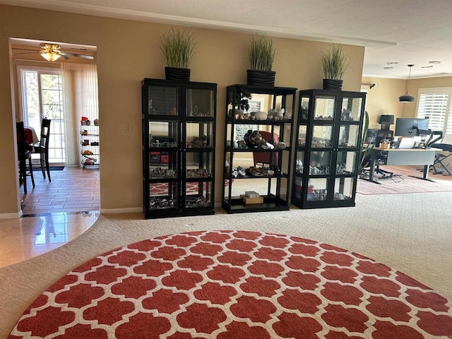 interior space featuring tile patterned flooring