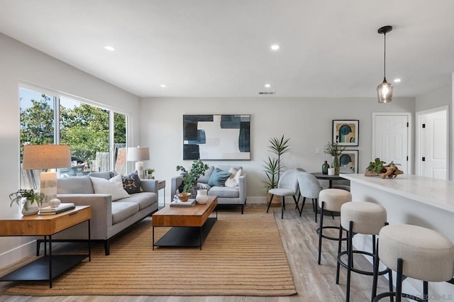 living room featuring light hardwood / wood-style floors