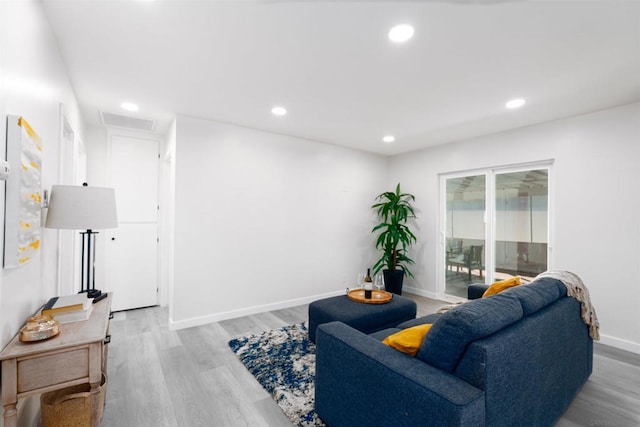 living room featuring light hardwood / wood-style flooring