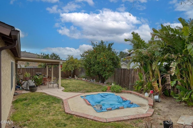 view of swimming pool with a patio area and a lawn