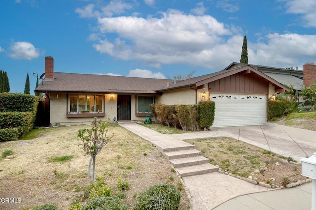 2209 Aspenpark Ct, Thousand Oaks, CA 91362 - ranch-style home featuring an attached garage, concrete driveway, and a chimney