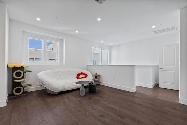 sitting room featuring dark hardwood / wood-style flooring