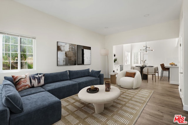 living room with light hardwood / wood-style floors