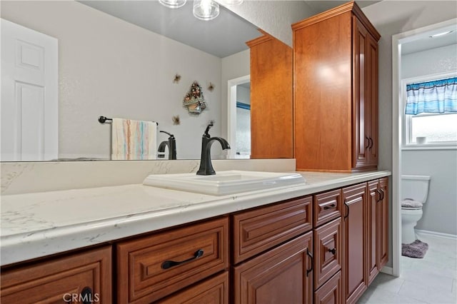 bathroom with toilet and vanity