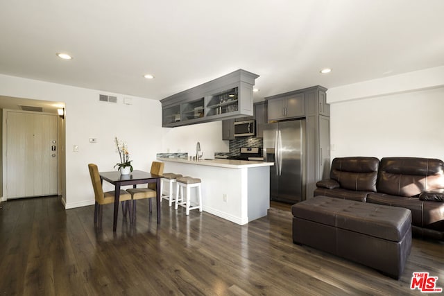 interior space featuring dark wood-type flooring and sink