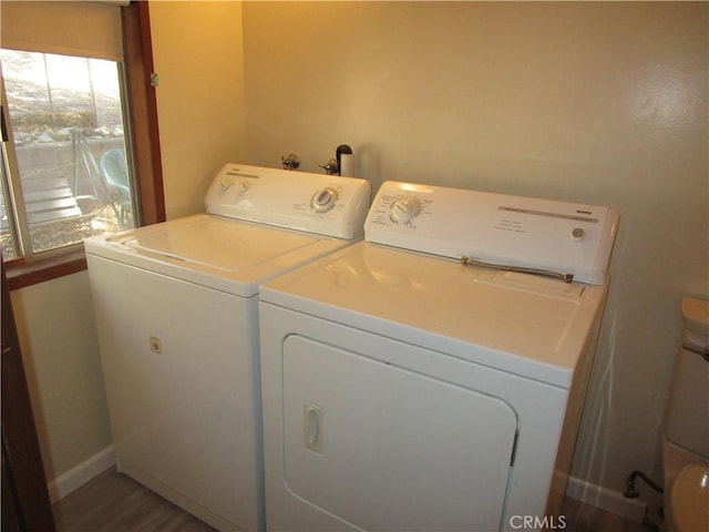 2440 Spruce Dr, Arrowbear, CA 92382 - laundry room featuring separate washer and dryer and baseboards