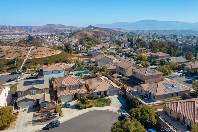 drone / aerial view with a mountain view