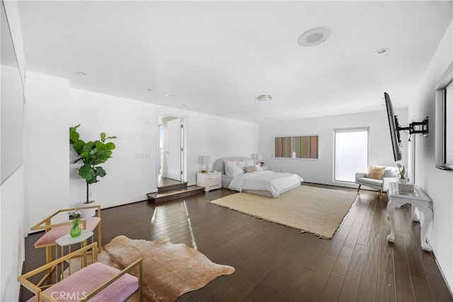 bedroom featuring dark hardwood / wood-style floors