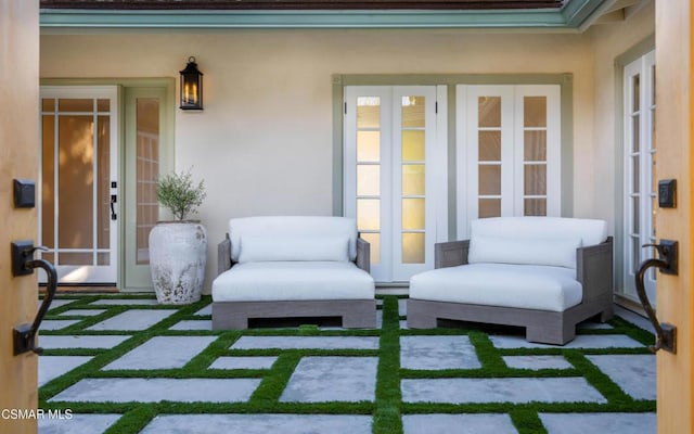 view of patio / terrace featuring french doors