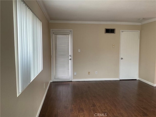 7405 Charmant Dr Unit 2320, San Diego, CA 92122 - empty room featuring baseboards, healthy amount of natural light, wood finished floors, and crown molding