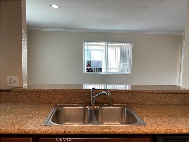 7405 Charmant Dr Unit 2320, San Diego, CA 92122 - kitchen featuring a sink, ornamental molding, and dishwasher