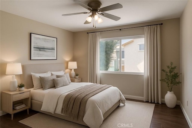 7405 Charmant Dr Unit 2320, San Diego, CA 92122 - bedroom featuring dark wood finished floors and ceiling fan