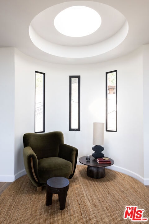 sitting room with a tray ceiling