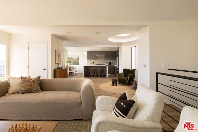 living room featuring light hardwood / wood-style flooring