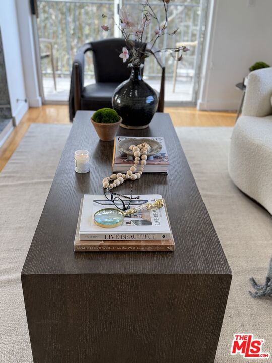 living room with light hardwood / wood-style floors