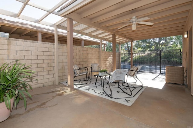 view of patio / terrace featuring ceiling fan