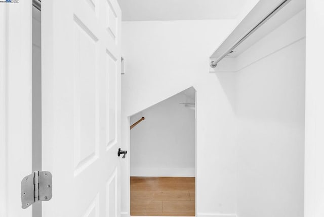 walk in closet featuring hardwood / wood-style floors